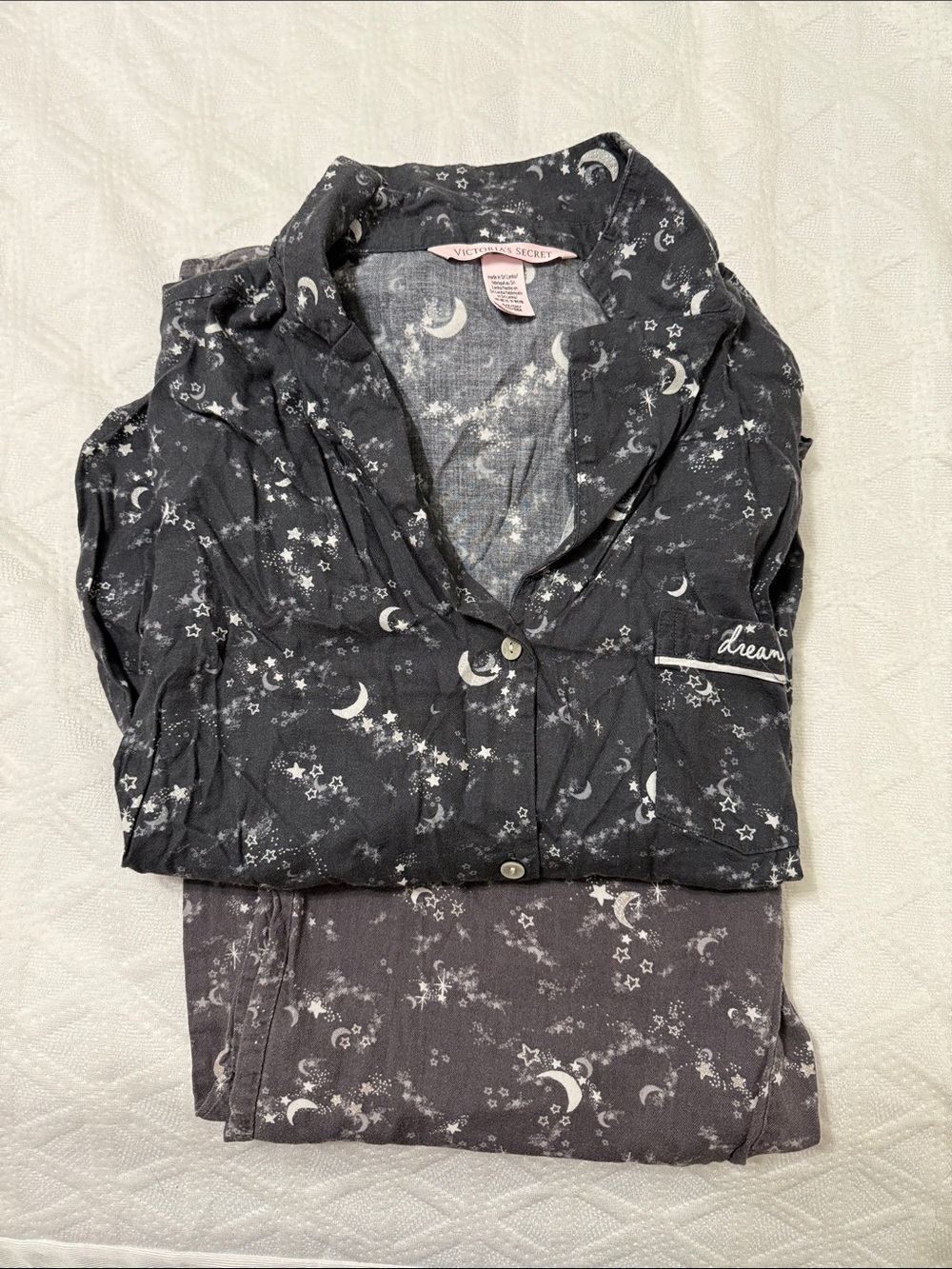 Victoria's Secret Black Moon & Star Print Girls Pajama Set